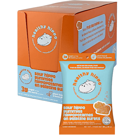 Plant-based, Low Sugar Gummies (Box of 12) - Sour Hippo Gummies